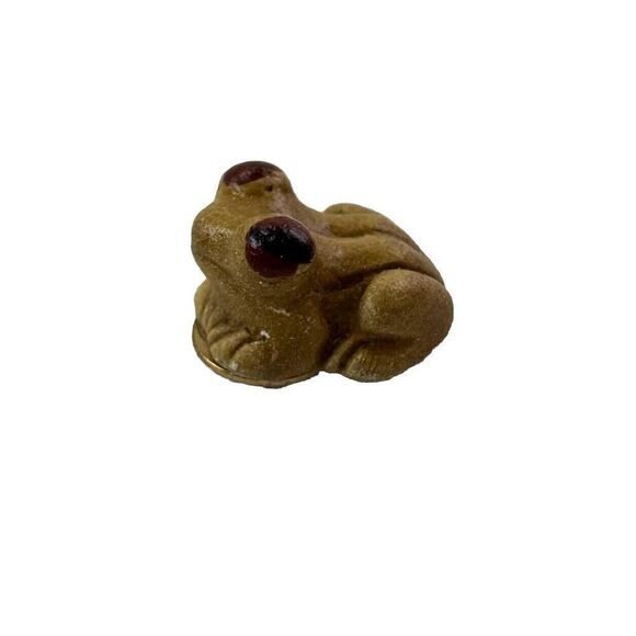Vintage Frog Tie Tack Brown Enamel Pin - Picture 1 of 10